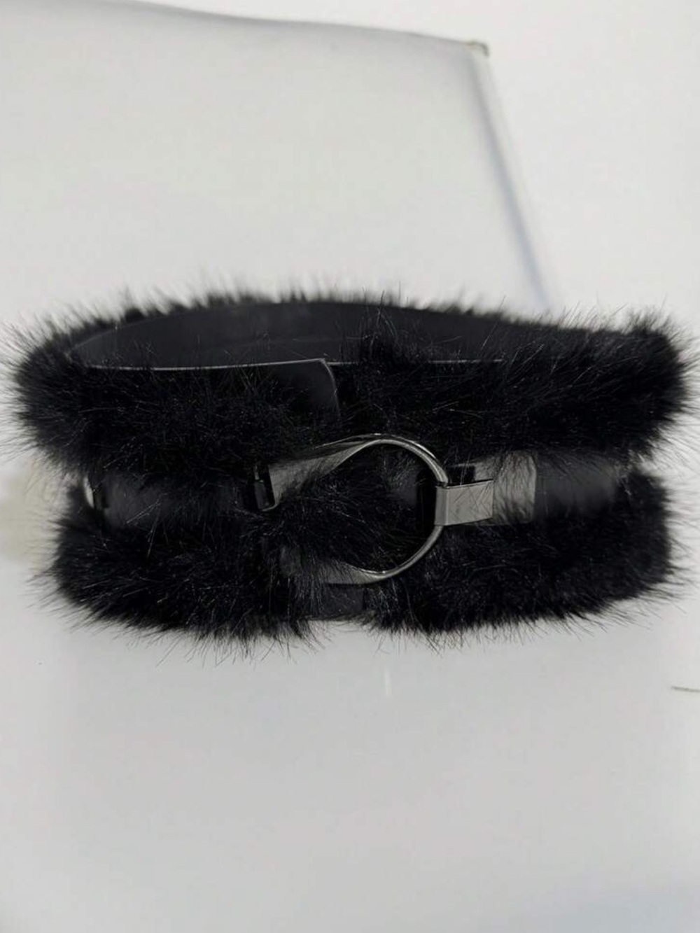 Faux Fur Black Statement Waist Belt - Picture 3 of 4
